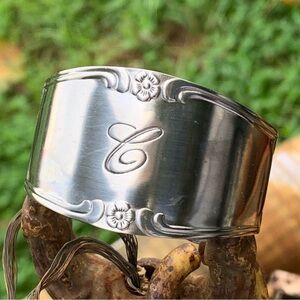 Vintage Napkin Rings Set of 8 Monogrammed Initial Custom Craft Stainless Floral